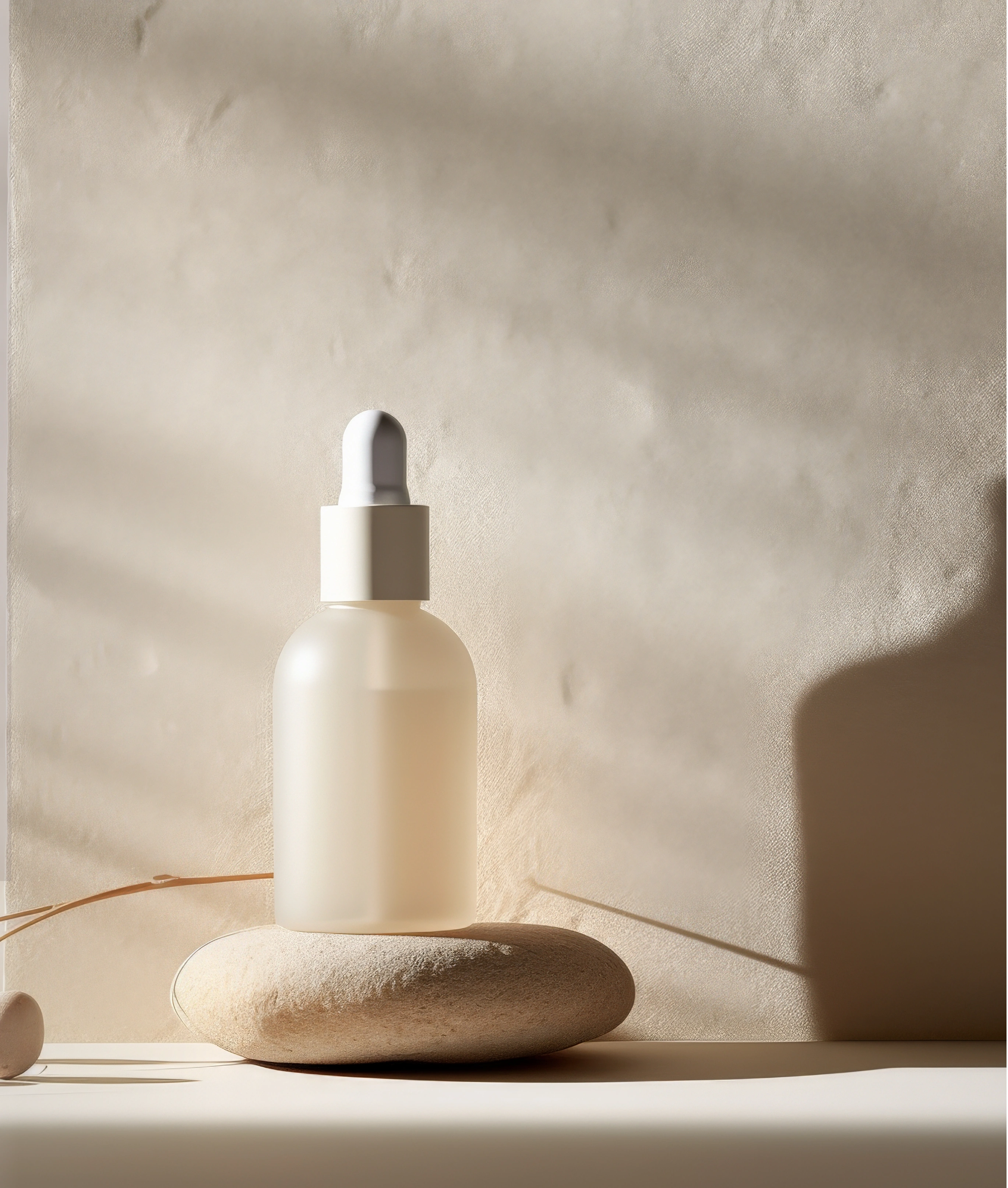 V6 Clinics branded bottle in a warm stone still-life