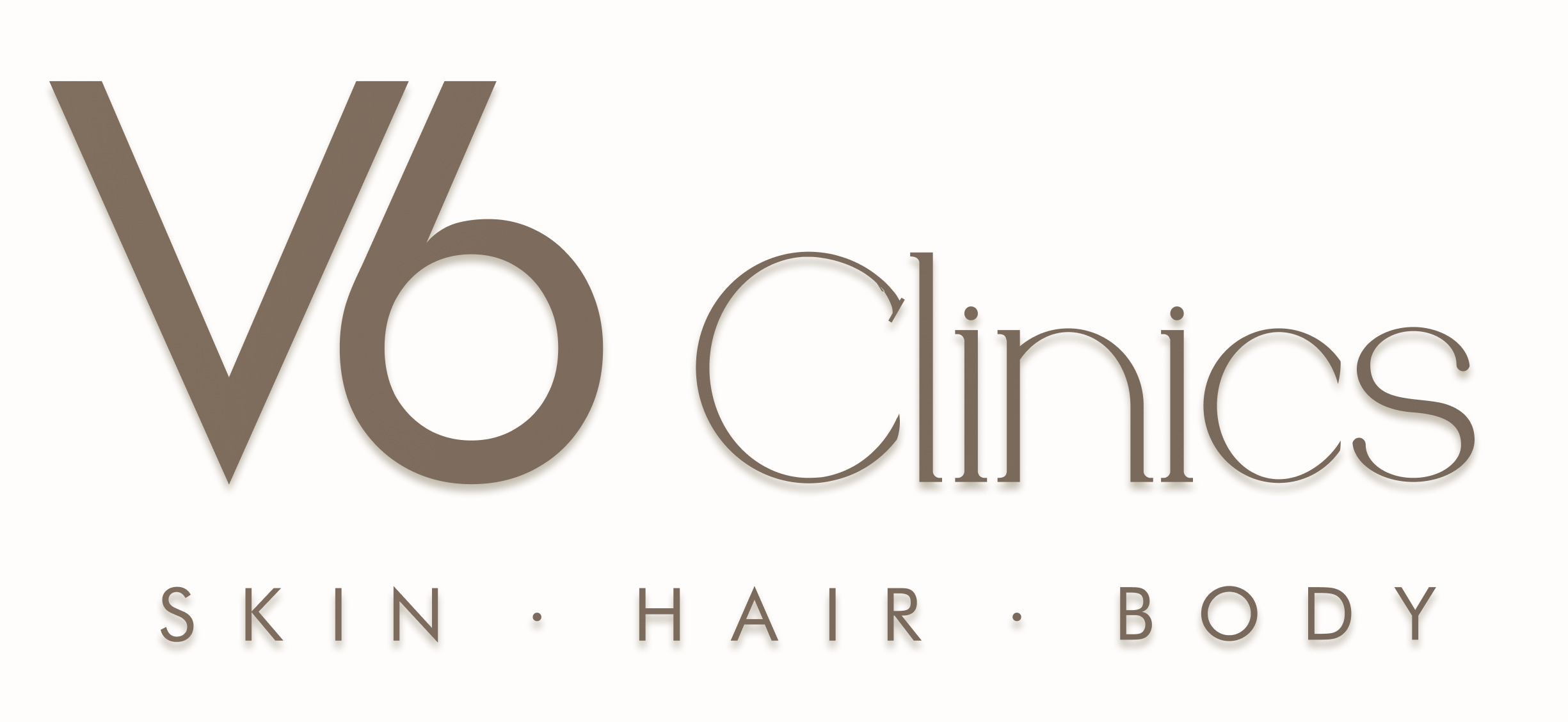 Original V6 Clinics logo: Skin, Hair, Body